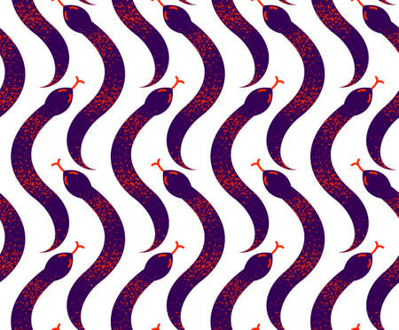 Snakes seamless textile, vector background with a lot of serpents endless texture, stylish fabric or wallpaper design, dangerous poisoned wild animals.のイラスト素材