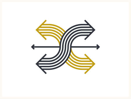 Arrow vector original logo isolated, pictogram symbol of double arrows dynamic sign, linear icon...