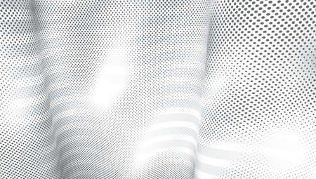 3D abstract monochrome background with dots texture and lines vector design, technology theme, dimensional dotted flow in perspective, big data, nanotechnology.のイラスト素材
