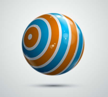 Realistic glossy vector sphere decorated with pattern, cute ball abstract graphic design element.のイラスト素材