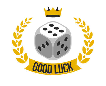 Good luck wishes poster with dice showing best number six vector concept.のイラスト素材