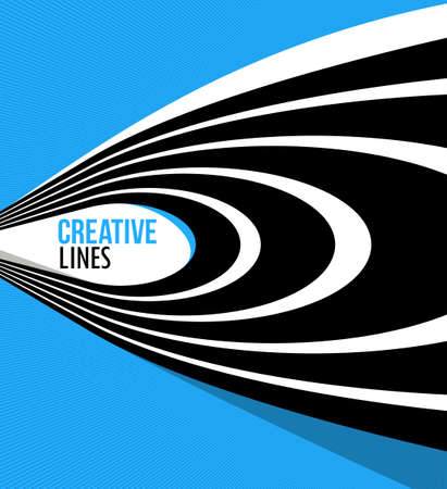 Creative lines vector abstract background, 3D perspective linear graphic design composition, stripes in dimensional rotation poster or banner.のイラスト素材