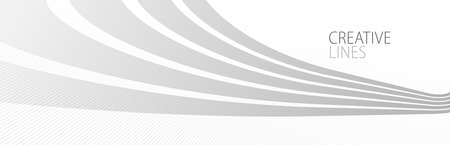 Wave lines in 3D perspective vector abstract background with smooth gradient of light gray and white monochrome colors, easy relaxing motion.のイラスト素材