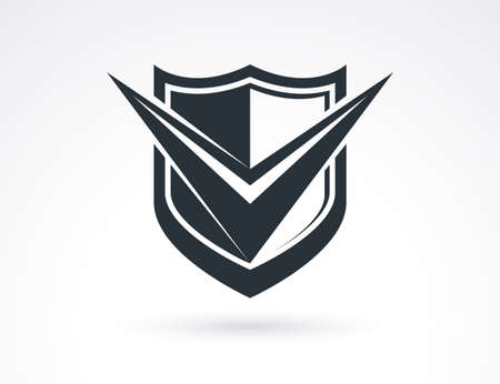 Design of shield for branding, ammo protection symbol, antivirus or sport theme, insurance or guarantee.のイラスト素材