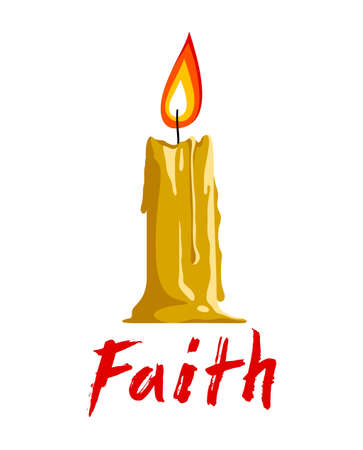 Faith symbolized by a candle vector illustration, hope and belief concept, religion Christianity and pray, isolated on white.のイラスト素材