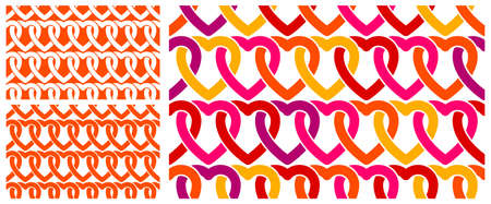Red love hearts seamless vector background, endless wallpaper passion symbols, Valentine Day dating...