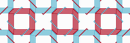 Lattice geometric seamless pattern vector design, trendy retro style minimal grid tiling, net linear art.のイラスト素材