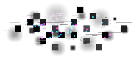 Virtual pixels vector abstract design, technology and communication big data background.のイラスト素材