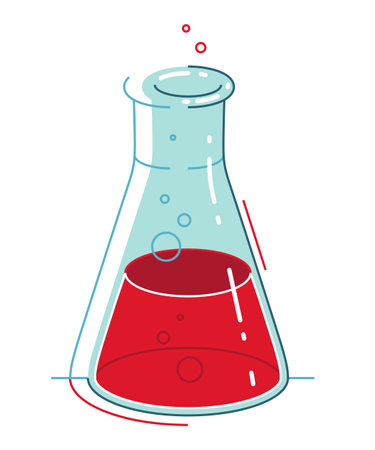 Chemical flask with reaction vector illustration isolated.のイラスト素材