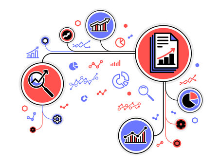 Analysis of some data or financial analytics vector illustration, business trade market graphs, big data.のイラスト素材