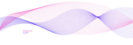 Smooth background with wave of flowing particles abstract vector art, easy and soft relaxing curve lines dots in motion, airy and soft illustration.のイラスト素材