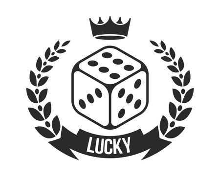 Lucky you vector poster with dice showing best number six.のイラスト素材