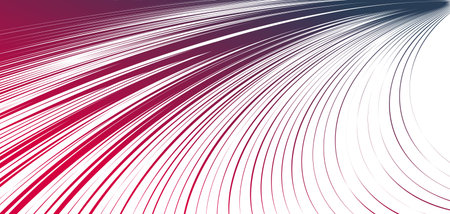 Distorted and deformed lines vector abstract background, curvature of space, 3D linear flow curve shape, fiction science.のイラスト素材