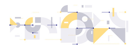 Abstract vector geometric background in tech mechanical engineering blueprint style, digital system wallpaper, technology mechanism dynamic draw.のイラスト素材