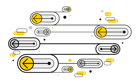 Abstract technology vector background, connected elements and arrows network lines, innovate...
