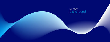 Smooth flow of wavy shape with gradient vector abstract background, dark blue design curve line energy motion, relaxing music sound or technology.のイラスト素材