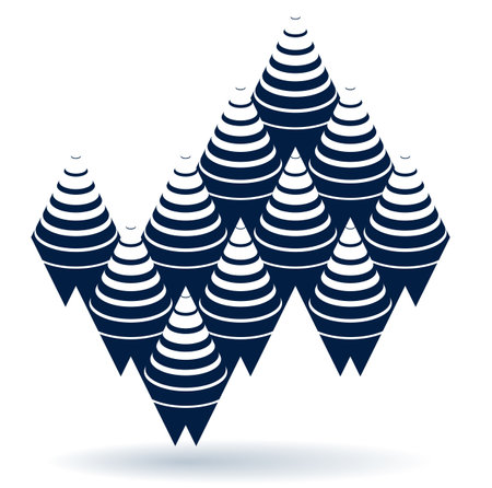 Vector dimensional 3D abstraction isolated, abstract geometric background psychedelic optical illusion.のイラスト素材