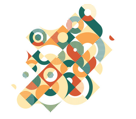 Abstract geometric background, modular tiling ceramic colored ethnic motif graphic design composition, native American Aztec ornament art.のイラスト素材