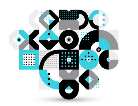 Trendy geometric vector motif, abstract geometry modular tiling composition, wallpaper 70s retro wallpaper, rhythmic dotted graphic design forms.のイラスト素材