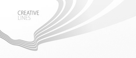 Wave lines in 3D perspective vector abstract background with smooth gradient of light gray and white monochrome colors, easy relaxing motion.のイラスト素材