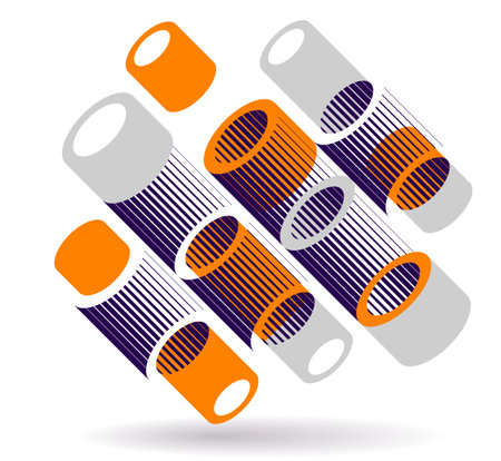 Cylinders pattern vector abstract 3D isometric background, geometric wallpaper with rhythmic structure, construction theme, creative design.のイラスト素材
