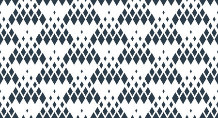 Rhomb seamless geometric vector pattern, rhombus simple black and white wallpaper background, ethnic folk embroidery or carpet style image.のイラスト素材