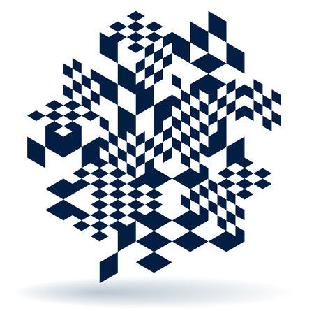 Abstract vector geometric background created with 3D cubes and shapes in isometric perspective, abstract city architecture, polygonal abstraction art, cubic style.のイラスト素材