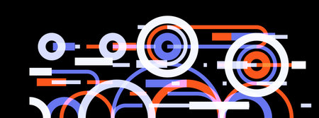 Abstract circles and lines vector background, geometric composition drawing technology plan, loop...