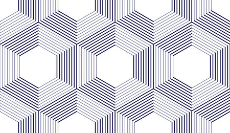 Geometric 3d lines abstract seamless pattern, vector background. Technology style engineering line drawing endless illustration. Single color, black and white. Usable for fabric, wallpaper, wrapping, web and print.のイラスト素材