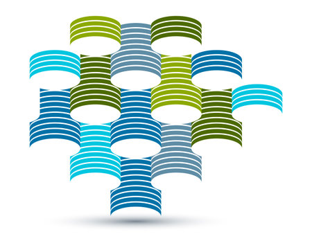 Abstract modern architecture vector geometric background, 3D isometric pattern with cylinders, tubes and pipes rhythmic optical art.のイラスト素材