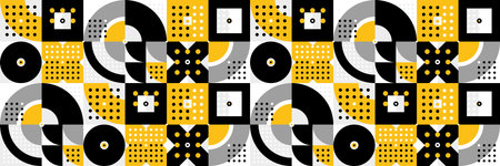 Seamless vector abstract background in yellow color, geometric seamless pattern, tiling endless...