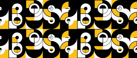 Seamless vector abstract background in yellow color, geometric seamless pattern, tiling endless...