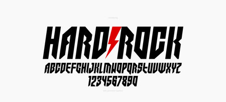 Bold and massive heavy geometric font for logo creation, modern geometrical vector display typeface, typography with no round elements, only corners and straight lines geometry, italic version.のイラスト素材