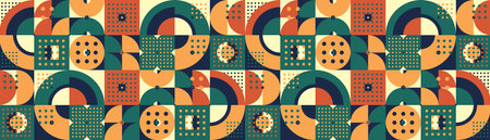 Seamless vector abstract background, geometric seamless pattern, tiling endless wallpaper with geometrical shapes structure in ethnic colors.のイラスト素材