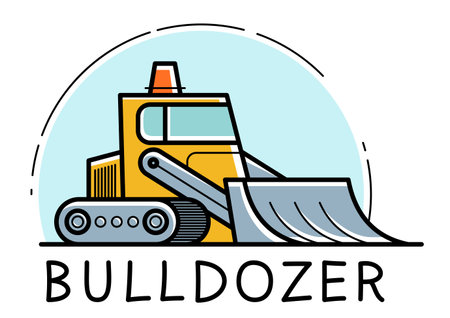 Bulldozer vector cartoon style icon isolated on white background.のイラスト素材