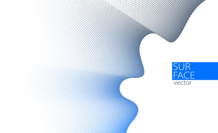 Dotted vector abstract background, blue and gray dots in perspective flow, dotty texture abstraction, big data technology image, cool backdrop.のイラスト素材