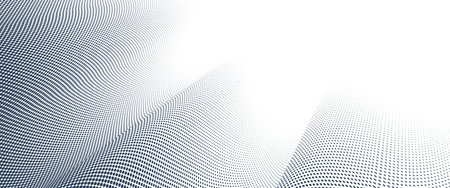 Gray dots in 3D perspective vector abstract background, dotted pattern cool design, wave stream of science technology or business blank template for ads.のイラスト素材