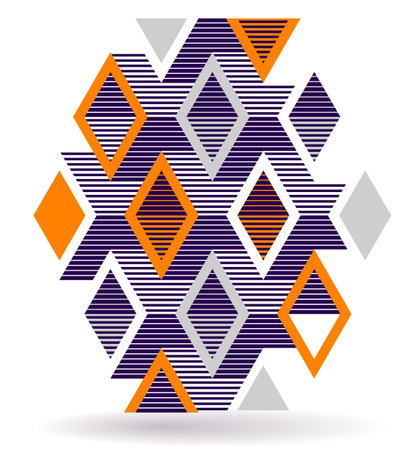 Isometric 3D cubes vector abstract geometric background, yellow abstraction art architecture city buildings theme, cubic shapes and forms composition lowpoly style.のイラスト素材