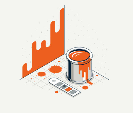 Painting walls interior vector 3D isometric illustration, diy renovation, residential flat renovate, apartment or house interior decoration.のイラスト素材