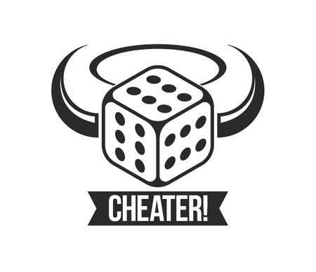 Cheater concept with dice that have number 6 on every side vector illustration.のイラスト素材