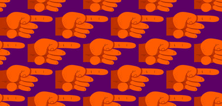 Finger pointing hands vector seamless wallpaper, endless pattern background with hands showing direction image.のイラスト素材