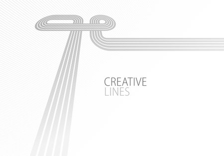 Lines in perspective vector abstract background in light gray and white monochrome, 3D dimensional stripes with smooth gradient and wavy motion.のイラスト素材