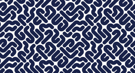Abstract geometric rounded lines seamless pattern, vector worms Memphis childish endless background.のイラスト素材