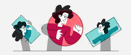 Different worldviews, young people holding different shapes and colors, one person have a...