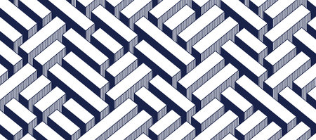 3D labyrinth seamless pattern, vector abstract background of isometric maze wallpaper, geometric blocks creative concept, cubic rebus.のイラスト素材