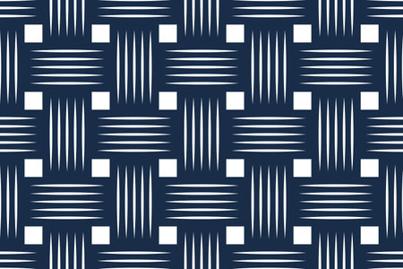 Weaving seamless pattern, traditional wicker lacing handcraft endless abstract background, geometric line weave wallpaper.のイラスト素材