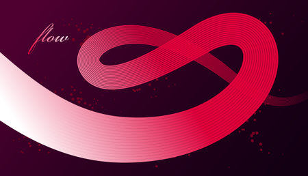 Abstract red lines in 3D motion dimensional perspective vector background, elegant curvy light...