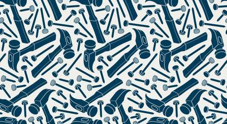 Nails seamless pattern, vector steel pins construction theme tiling background, work endless wallpaper.のイラスト素材