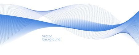 Flowing blue curve shape with soft gradient vector abstract background, relaxing and tranquil art, can illustrate health medical or sound of music.のイラスト素材