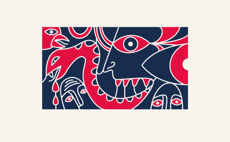 Abstract face vector art, illustration of face stylized artistic style, human abstraction art, surreal and bizarre portrait.のイラスト素材